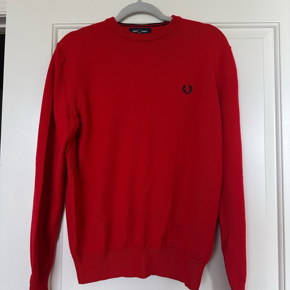 Fred Perry Men's Red Crewneck Sweater